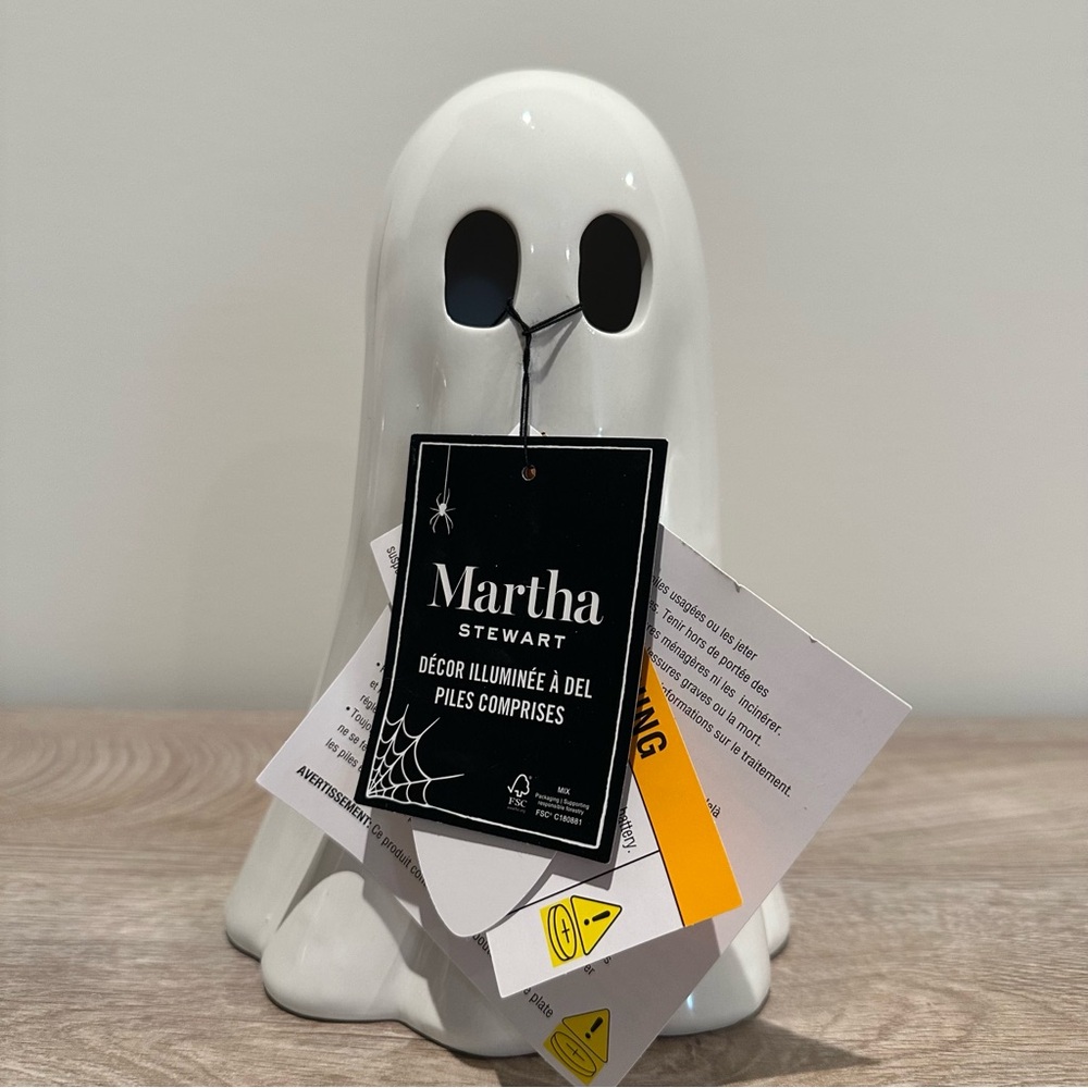 Halloween Martha Stewart ceramic Halloween Ghost Light Decor in Gray